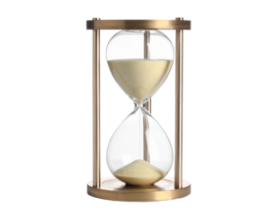 Hourglass with Falling Sand Isolated on White Background, time passing and measurement