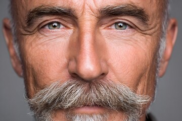 Obraz premium Mature man face close up having green eyes