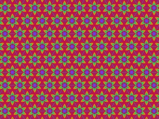 Colorful floral pattern with geometric undertones.