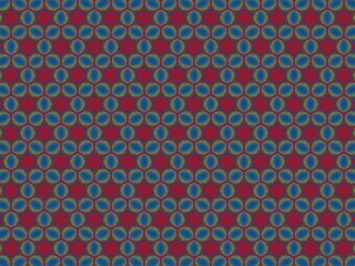 Geometric pattern with hexagonal and floral elements.