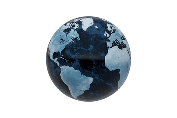 Fototapeta premium A blue and white globe showing continents, representing our planet and global interconnectedness.