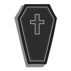 Obraz premium Simple black coffin cartoon icon vector design isolated on white background