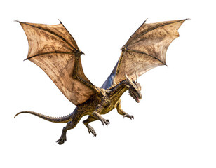 Fantasy-Drachen isoliert auf Weiß – Freisteller mit transparentem Hintergrund, mystisches Fabelwesen	