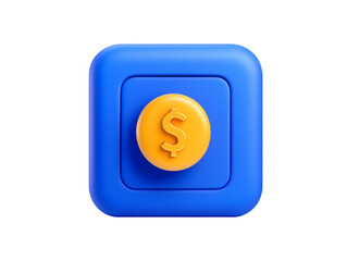 A coin in front of a safe box flat 3D icon