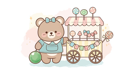 B&auml;r S&uuml;&szlig;igkeiten Verkaufswagen Cartoon.