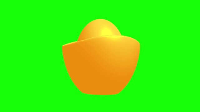 Chinese gold ingot yuan bao. Wealth, prosperity, fortune lucky success. Traditional Chinese New Year culture. 3d render animation available in FullHD and 4K video