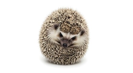 Isolated on a white background, this adorable hedgehog has a genuine fur texture.