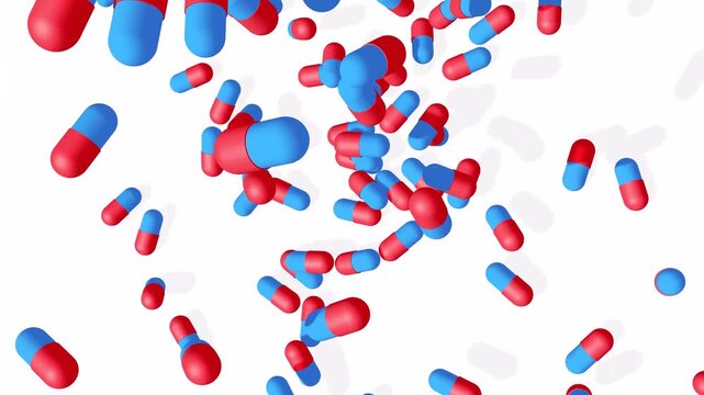 Medical pills falling on the floor. Pills and drugs tablets. Pharmaceutical Industry. Medicine concept. Health care. Available in FullHD and 4K video