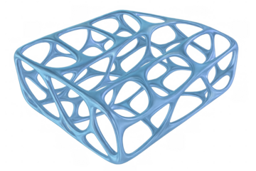 Abstract blue lattice structure forming a conceptual futuristic technology grid, transparent background