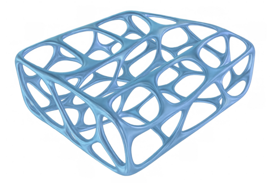 Abstract blue lattice structure forming a conceptual futuristic technology grid, transparent background