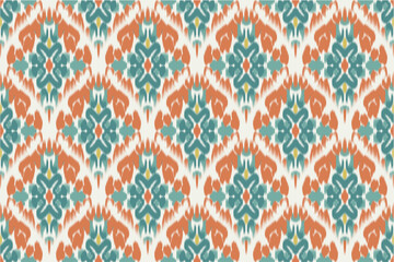 Fototapeta premium Ikat seamless pattern. Motif ethnic. abstract art print. ethnic ikat abstract art. Beautiful pattern. seamless fabric. Hand crafted drawing pattern. ikat design for fabric, wallpaper, clothing