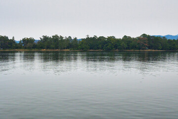 京都　天橋立観光船から見た天橋立（日本京都府宮津市） Amanohashidate (Amano Hashidate) as seen from a sightseeing boat (Miyazu City, Kyoto Prefecture, Japan)
