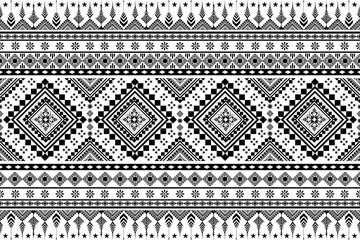 Retro Abstract geometric Ethnic pattern seamless. Black and white