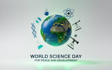 World Science Day for Peace and Development Globe and Tools