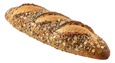 Delicious Multigrain Seeded French Baguette Fresh Baked Isolated Studio Shot