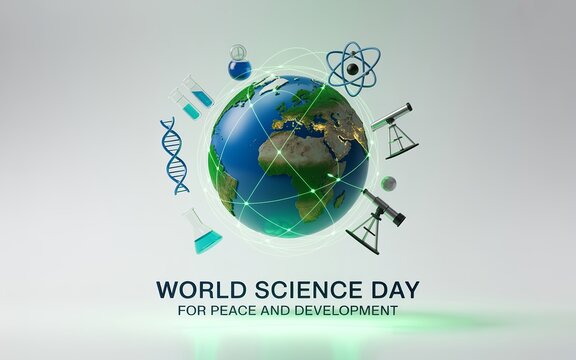 World Science Day for Peace and Development Globe and Tools