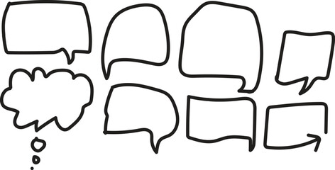 Print Hand-drawn speech bubble and thought bubble shapes for comics and communication icons