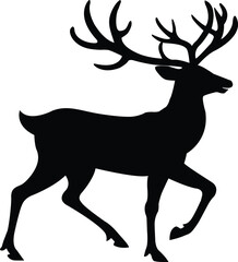 Majestic Deer Silhouette with Antlers – Wildlife Vector Graphic.