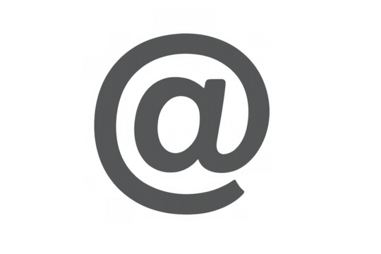 At sign symbol on transparent background representing email communication, internet contact, and digital address