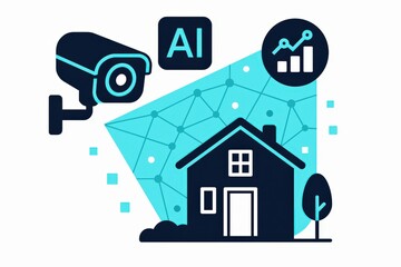 Smart home security system enhanced by artificial intelligence showcasing surveillance technology urban lifestyle data analysis and modern safety features providing peace of mind