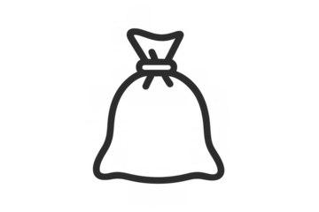 Line art money bag icon on a transparent background, symbolizing financial growth, poverty, security, and economy