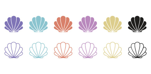 Seashell flat vector icon. Simple fill and outline color symbol on a white background