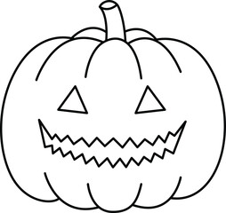 Cute halloween pumpkin outline clipart with spooky jagged smile and triangular eyes perfect for festive decoration