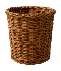 Woven wicker waste basket, perfect for adding rustic charm to a cozy cottage.