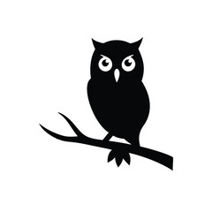 Fototapeta premium Owl perched on spooky tree branch in mysterious night setting Vector illustration