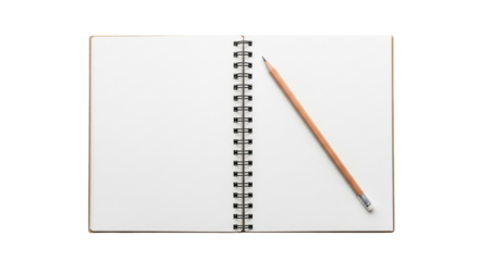 Open Notebook with Pencil Isolated