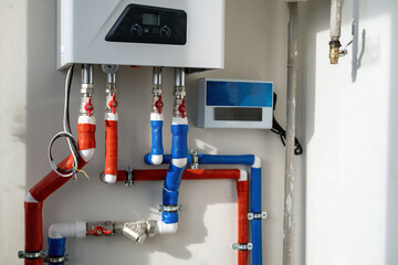 Autonomous heating system. Gas boiler and underfloor heating system.