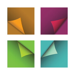 Vector illustration of curly paper page corners, flips paper corners, fold edges of Papers