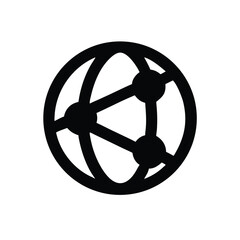 Modern globe emblem logo with geometric connected lines global theme Vector illustration