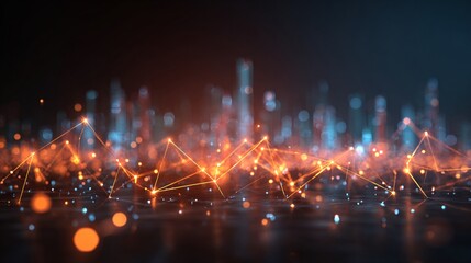 Abstract futuristic economy background with glowing blockchain network