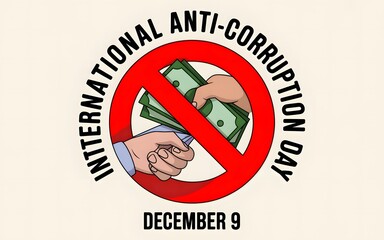 International anti corruption day symbol with money exchange prohibited