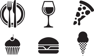 Delicious food icons for restaurant menus design