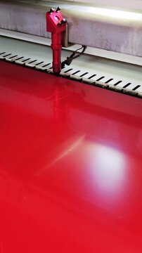 red plexiglass cut on a laser cutting machine