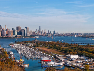Jersey city marina from an aerial view