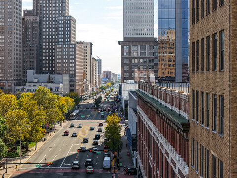 Downtown Newark during Autumn