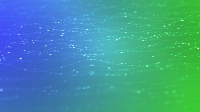 Abstract Blue Green Gradient Background with Shimmering Particles.