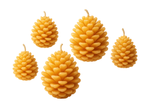 Beeswax candles shaped like pinecones for a cozy, rustic atmosphere.