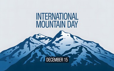 International mountain day december 15th celebration with snowy peaks illustration