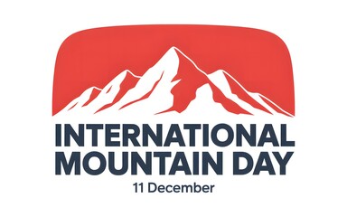 International mountain day celebration with red mountain silhouette and text