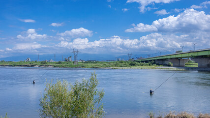 鮎の友釣り風景