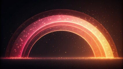 Obraz premium Vibrant neon archway of digital light particles