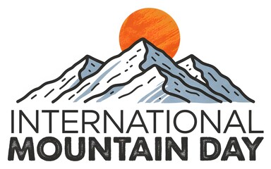 International mountain day celebration with watercolor sun and snowy peaks