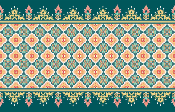 Thai Geometric Fabric Pattern Perfect for traditional luxury packaging fabric prints cultural backgrounds and textile design