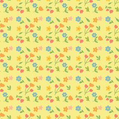 Sunny Garden Blooms – Yellow Floral Seamless Pattern