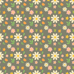 Soft Daisy Fields – Neutral Floral Seamless Pattern