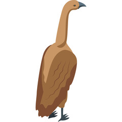 A Tall Brown Goose With A Long Neck Stands In A Profile View Against A White Background Displaying Pixelated Feather Detail